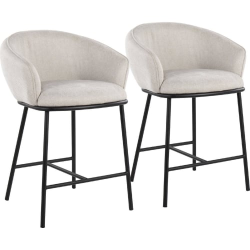 Ashland Counter Stool in Black Steel & Cream Fabric (Set of 2)